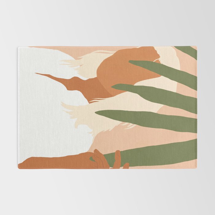 Musafir | Traveler Feminism Woman of Color in White Shirt | Palm Tropical Minimal Bohemian Fashion  Rug Gallery Image 2