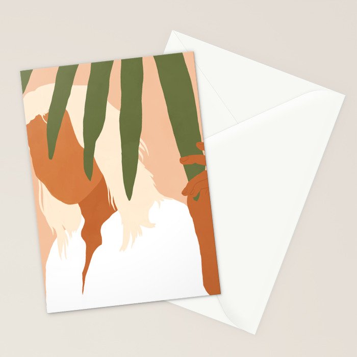 Musafir | Traveler Feminism Woman of Color in White Shirt | Palm Tropical Minimal Bohemian Fashion  Stationery Card Gallery Image 2
