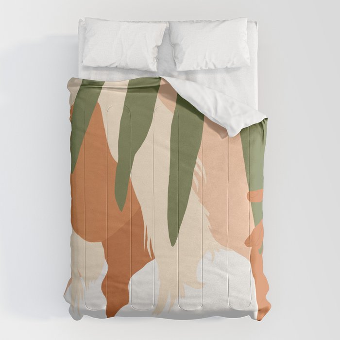 Musafir | Traveler Feminism Woman of Color in White Shirt | Palm Tropical Minimal Bohemian Fashion  Comforter Gallery Image 1
