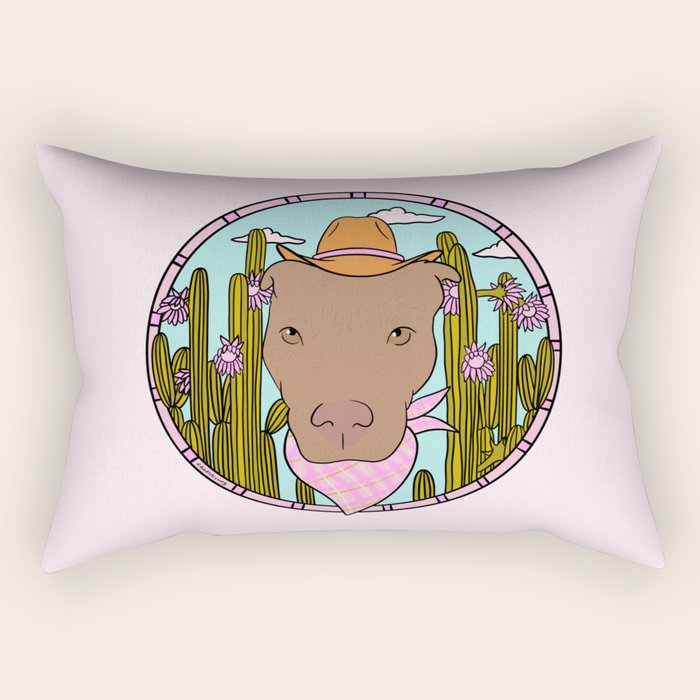 Cowboy Dog- Pitbull Rectangular Pillow Gallery Image 1