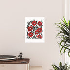 Poppies - linocut art,, linocut, woodcut, woodblock, floral art, poppies, poppy art, andrea lauren Poster Gallery Image 2