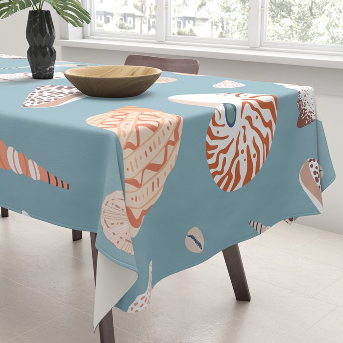 Vintage sea shell flat illustration pattern Tablecloth Gallery Image 3