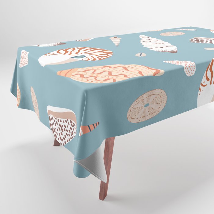 Vintage Sea Shell Flat Illustration Pattern Tablecloth Gallery Image 1