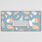 Vintage sea shell flat illustration pattern Desk Mat Gallery Image 1