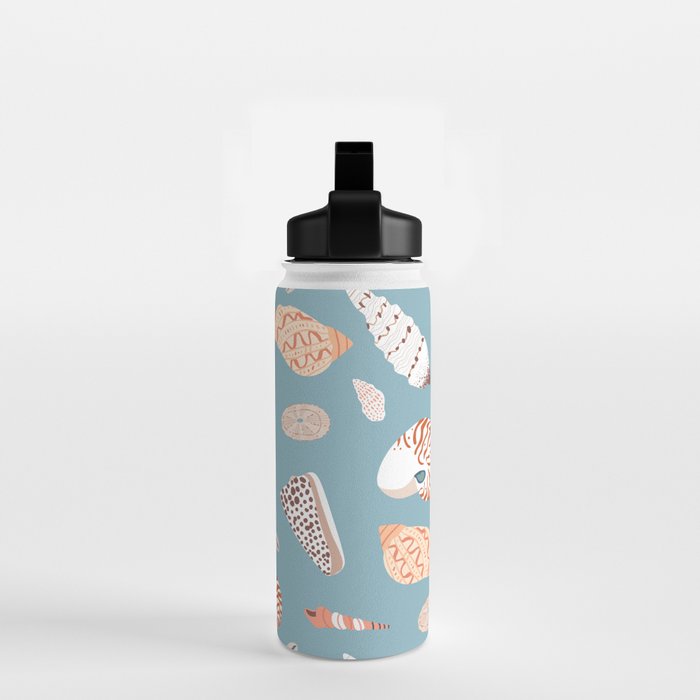 Vintage sea shell flat illustration pattern Water Bottle Gallery Image 2