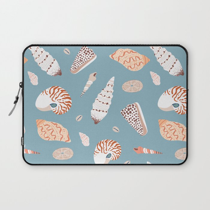 Vintage sea shell flat illustration pattern Laptop Sleeve Gallery Image 1