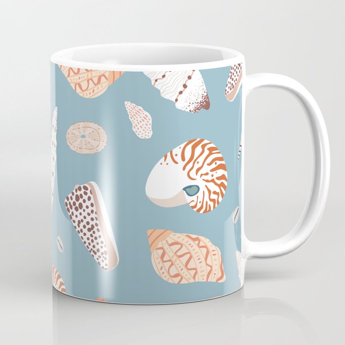 Vintage sea shell flat illustration pattern Coffee Mug Gallery Image 1