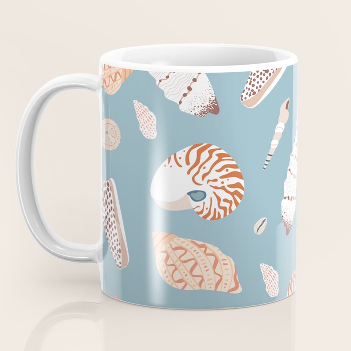 Vintage sea shell flat illustration pattern Coffee Mug Gallery Image 3