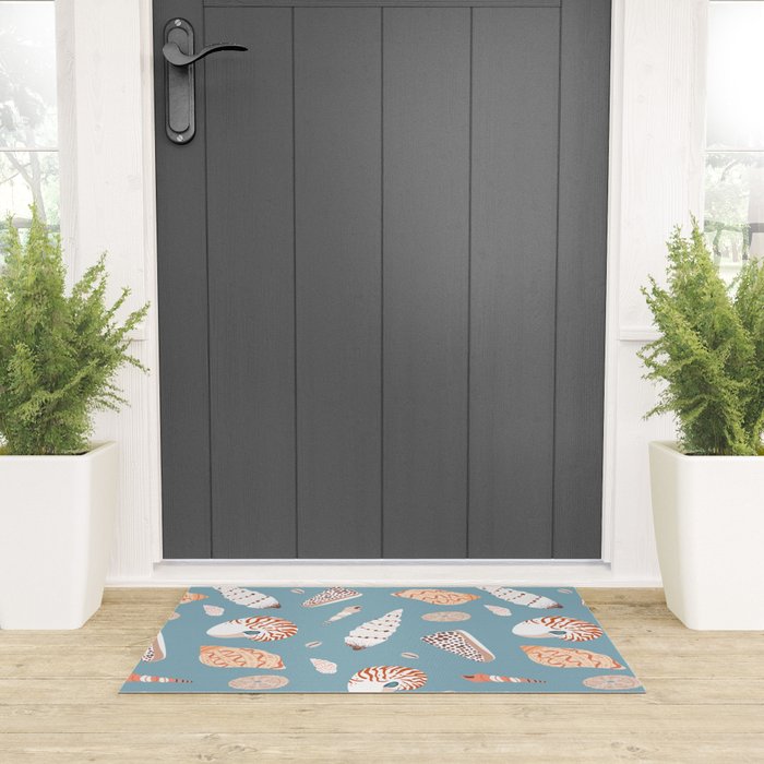 Vintage sea shell flat illustration pattern Welcome Mat Gallery Image 3