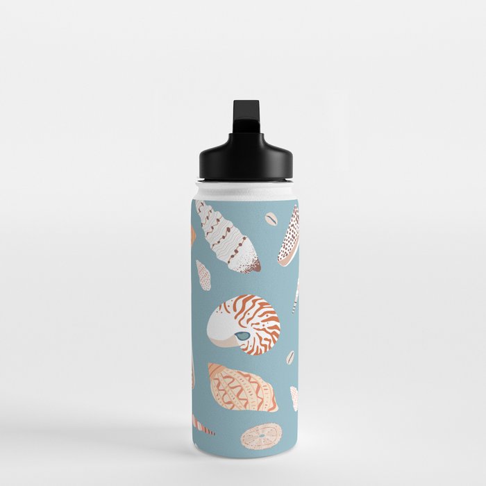 Vintage sea shell flat illustration pattern Water Bottle Gallery Image 3