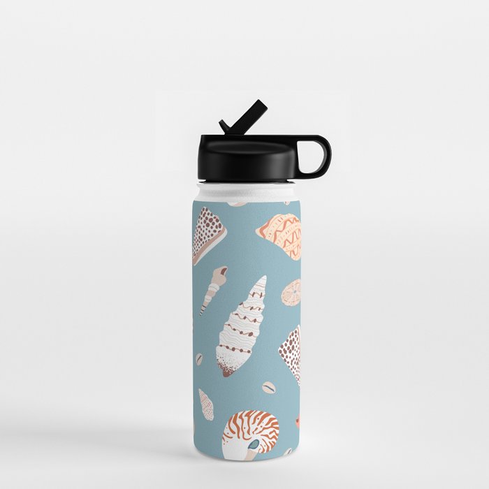 Vintage sea shell flat illustration pattern Water Bottle Gallery Image 1