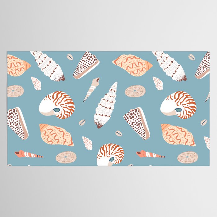 Vintage sea shell flat illustration pattern Tablecloth Gallery Image 2