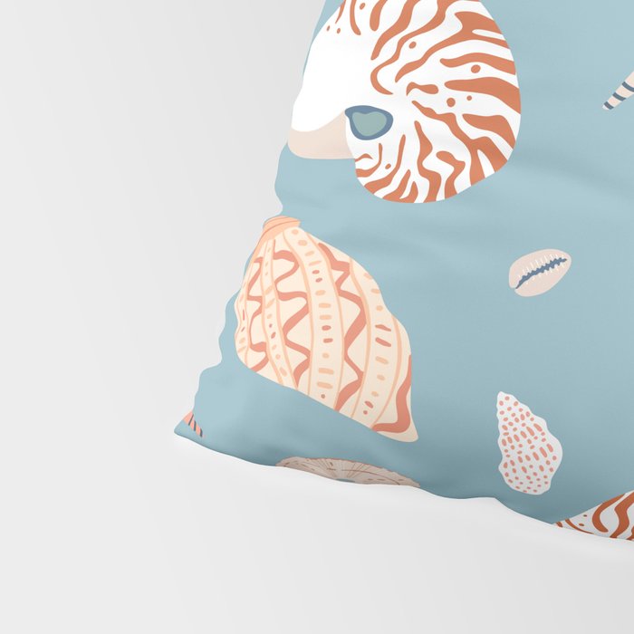 Vintage sea shell flat illustration pattern Pillow Sham Gallery Image 4