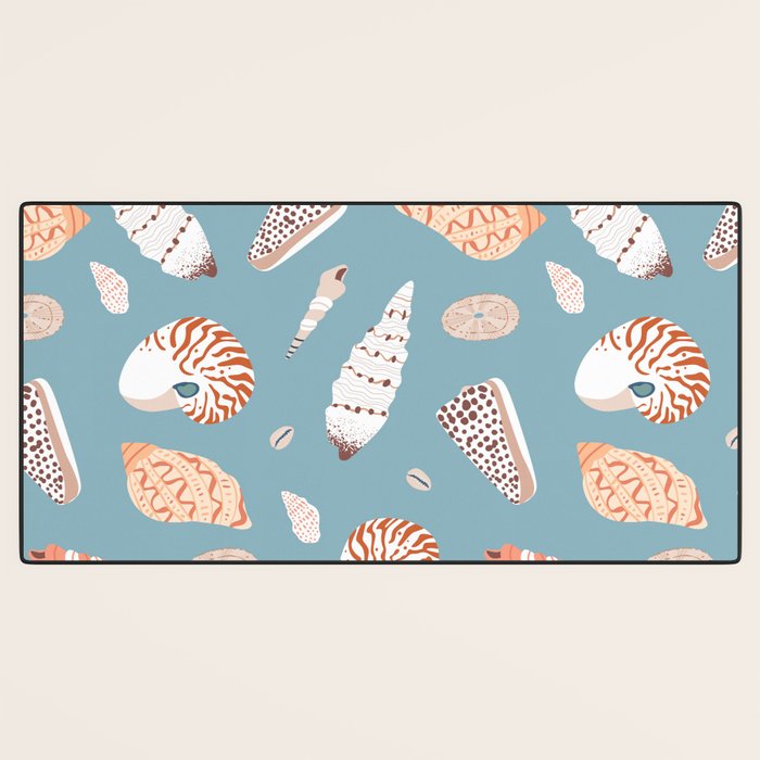Vintage sea shell flat illustration pattern Desk Mat Gallery Image 3