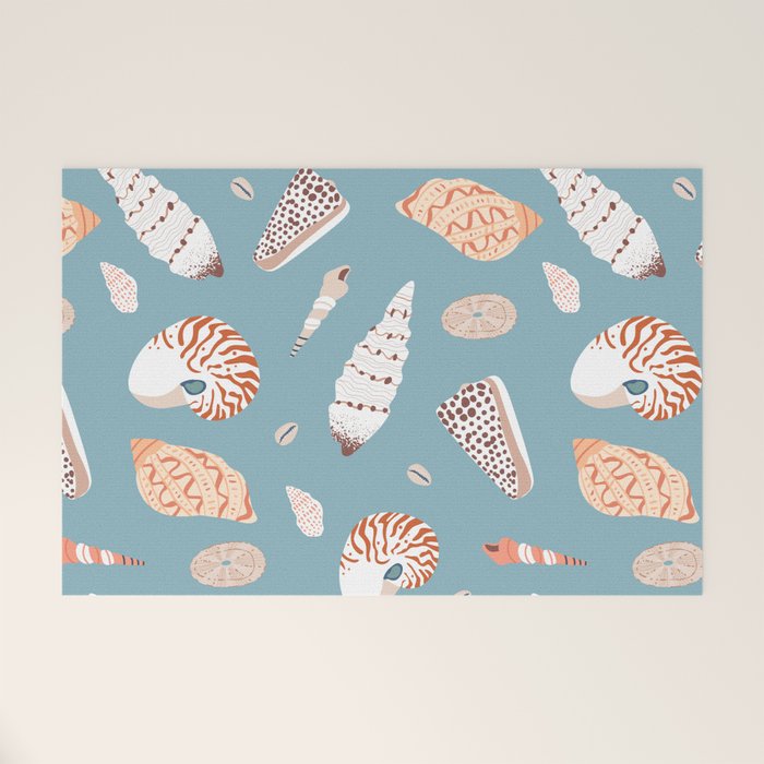 Vintage sea shell flat illustration pattern Welcome Mat Gallery Image 1
