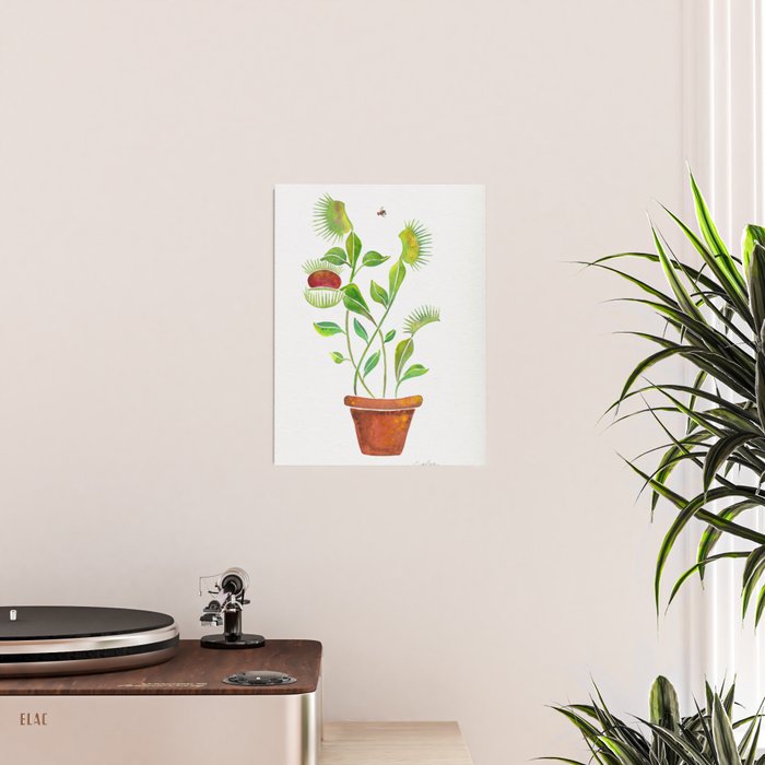 Venus Fly Trap Watercolor Poster Gallery Image 2