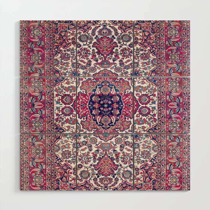 Esfahan Central Persian Rug Print Wood Wall Art Gallery Image 1