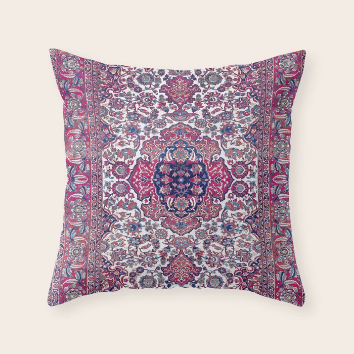 Esfahan Central Persian Rug Print Throw Pillow Gallery Image 6
