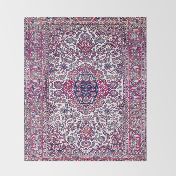 Esfahan Central Persian Rug Print Throw Blanket Gallery Image 2