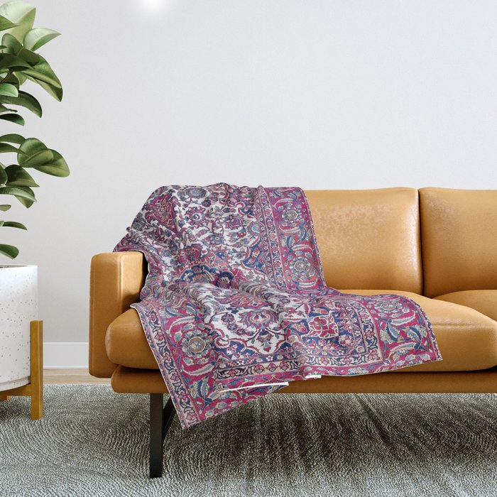 Esfahan Central Persian Rug Print Throw Blanket Gallery Image 1