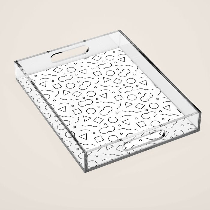 Fun geometric doodle shape art pattern Acrylic Tray Gallery Image 1
