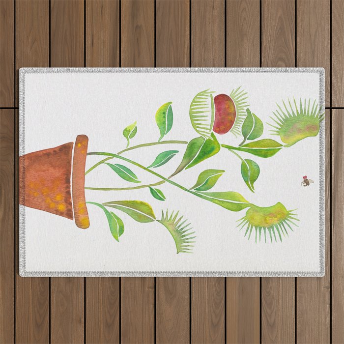 Venus Fly Trap Watercolor Outdoor Rug Gallery Image 1