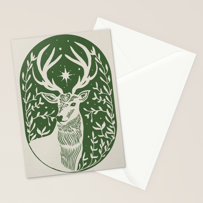 Folk Reindeer Stationery Card Gallery Image 2