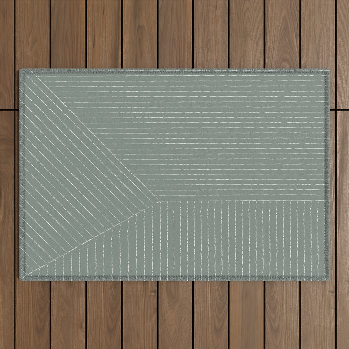 Lines (Linen Green) Outdoor Rug Gallery Image 1