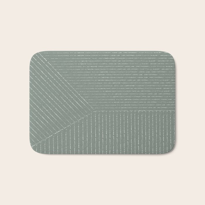 Lines (Linen Green) Bath Mat Gallery Image 1