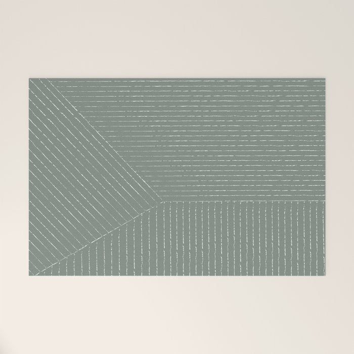 Lines (Linen Green) Welcome Mat Gallery Image 1