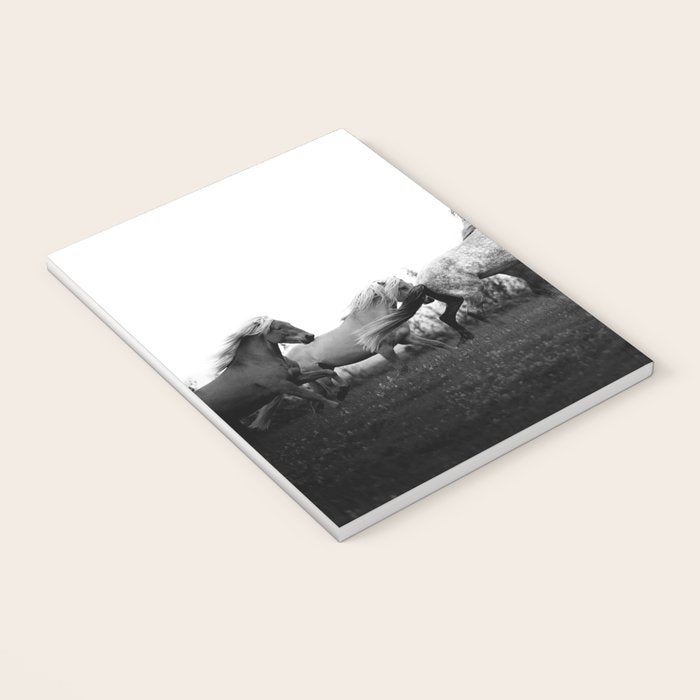 Art in motion - running horses black and white Notebook Gallery Image 3