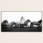 Art in motion - running horses black and white Desk Mat Gallery Image 3