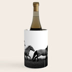 Art in motion - running horses black and white Wine Chiller Gallery Image 3