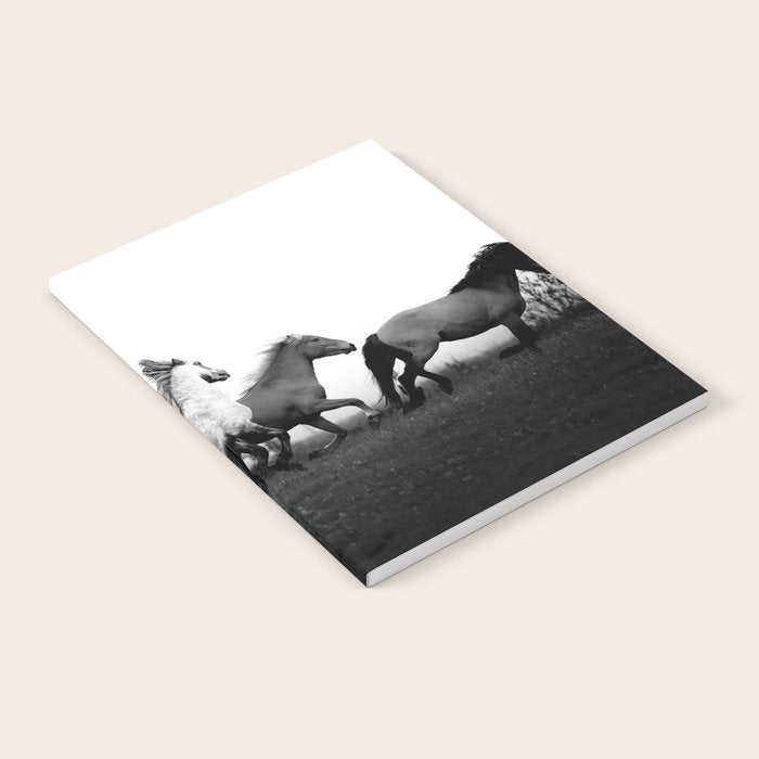 Art in motion - running horses black and white Notebook Gallery Image 2