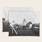Art in motion - running horses black and white Placemat Gallery Image 1