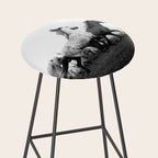 Art in motion - running horses black and white Stool Gallery Image 2
