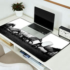 Art in motion - running horses black and white Desk Mat Gallery Image 2