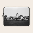 Art in motion - running horses black and white Laptop Sleeve Gallery Image 1