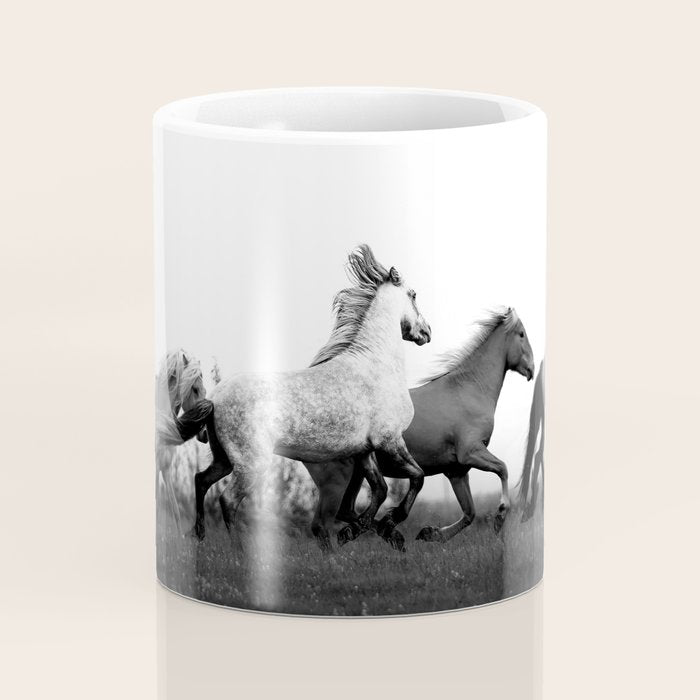 Art in motion - running horses black and white Coffee Mug Gallery Image 4