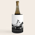 Art in motion - running horses black and white Wine Chiller Gallery Image 1