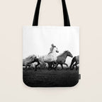 Art in motion - running horses black and white Tote Bag Gallery Image 1