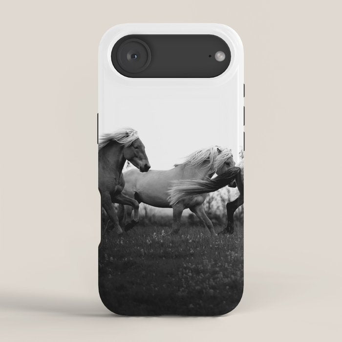 Art in motion - running horses black and white iPhone Case Gallery Image 2