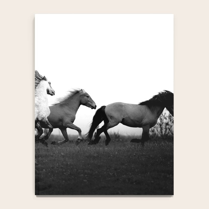 Art in motion - running horses black and white Notebook Gallery Image 4