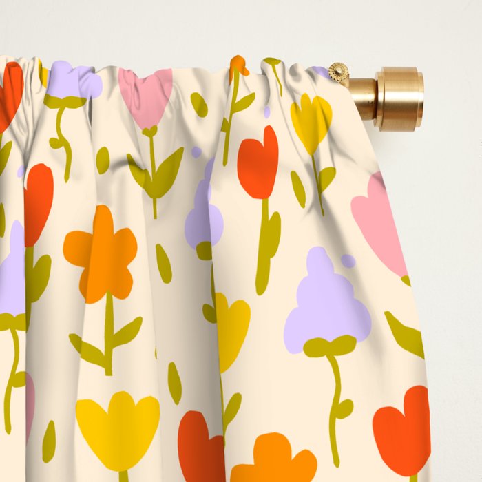 Colourful spring flowers pattern  Window Curtain Gallery Image 2
