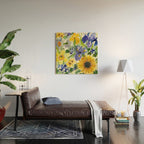 daffodil, iris and sunflower Wood Wall Art Gallery Image 2
