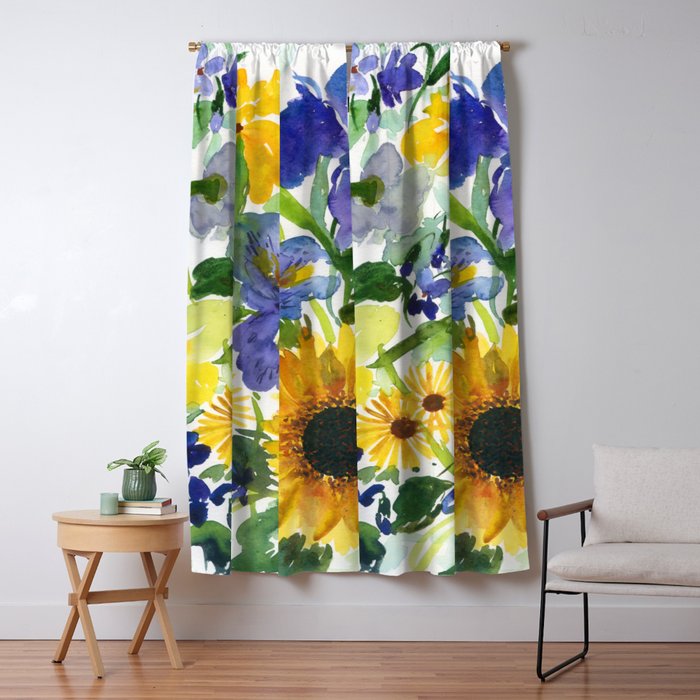 daffodil, iris and sunflower Window Curtain Gallery Image 1