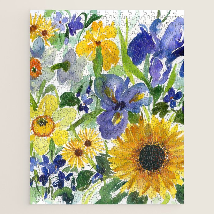 daffodil, iris and sunflower Jigsaw Puzzle Gallery Image 1