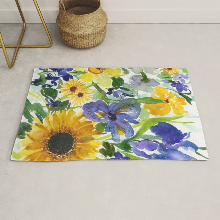daffodil, iris and sunflower Rug Gallery Image 1