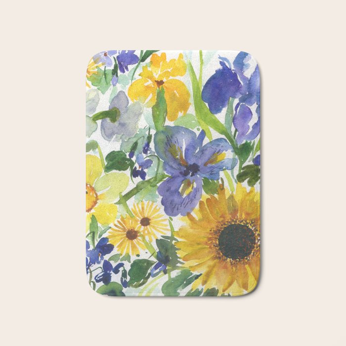 daffodil, iris and sunflower Bath Mat Gallery Image 1