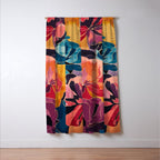Colorful Pink and Blue Decorative Floral Window Curtain Gallery Image 3